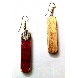 Handmade Painted Wooden Wood Earrings Jhumki Ethnic Chic Boho Drop Long EA296